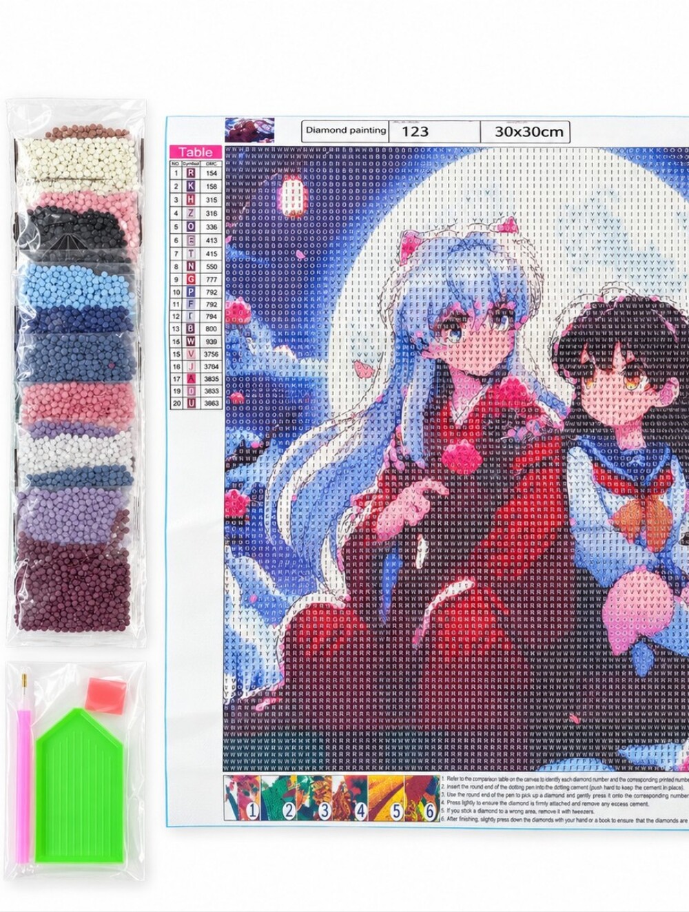 30x30cm Anime Style Diamond Painting Kit Complete Unused